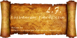 Lozinberger Fabrícius névjegykártya